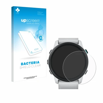 Front side of a product packaging with the brand logo upscreen. Next to it is the device Garmin Forerunner 745 shown with the 