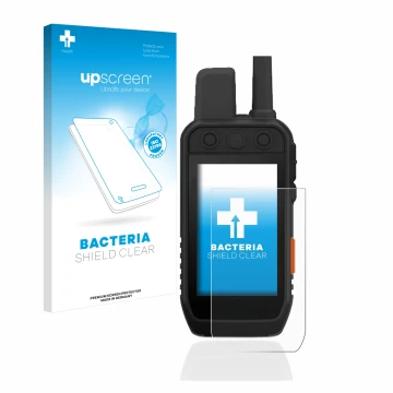 Front side of a product packaging with the brand logo upscreen. Next to it is the device Garmin Alpha 200 K shown with the cor