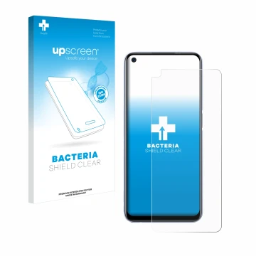 Front side of a product packaging with the brand logo upscreen. Next to it is the device realme Q2 shown with the correspondin