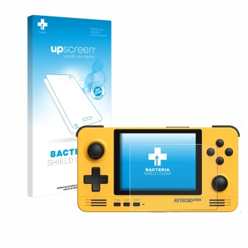 Front side of a product packaging with the brand logo upscreen. Next to it is the device Retroid Pocket 2 shown with the corre