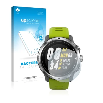 Front side of a product packaging with the brand logo upscreen. Next to it is the device Coros Apex Pro shown with the corresp