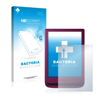 Front side of a product packaging with the brand logo upscreen. Next to it is the device PocketBook Touch Lux 5 shown with the