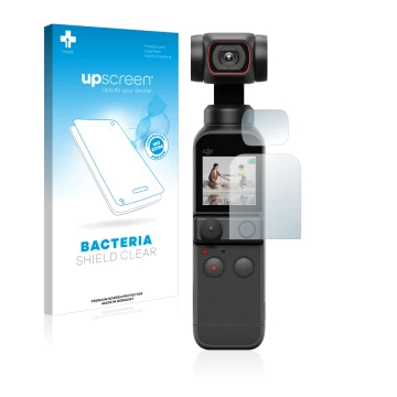 Front side of a product packaging with the brand logo upscreen. Next to it is the device DJI Osmo Pocket 2 (Display + Lens) sh