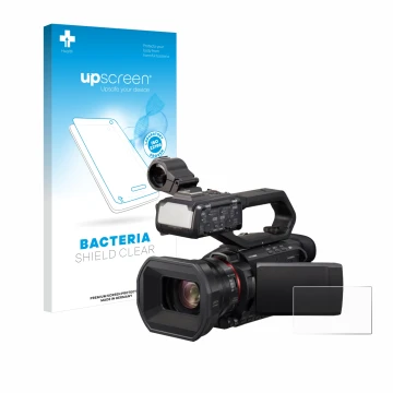 Front side of a product packaging with the brand logo upscreen. Next to it is the device Panasonic HC-X1500 shown with the cor