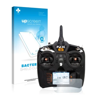Front side of a product packaging with the brand logo upscreen. Next to it is the device Spektrum NX6 shown with the correspon