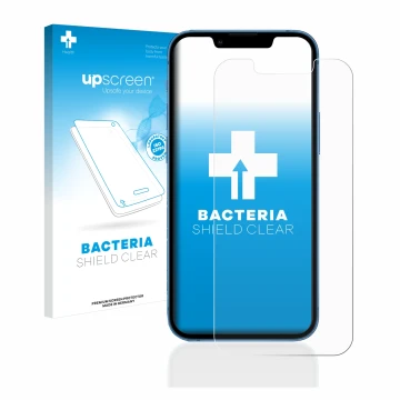 Front side of a product packaging with the brand logo upscreen. Next to it is the device Apple iPhone 13 mini shown with the c