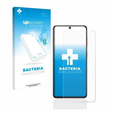 Front side of a product packaging with the brand logo upscreen. Next to it is the device Samsung Galaxy S21 shown with the cor