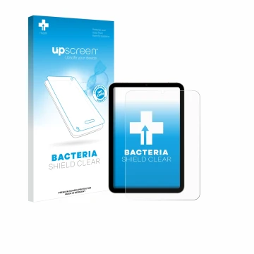 Front side of a product packaging with the brand logo upscreen. Next to it is the device Apple iPad Mini 6 WiFi 2021 shown wit