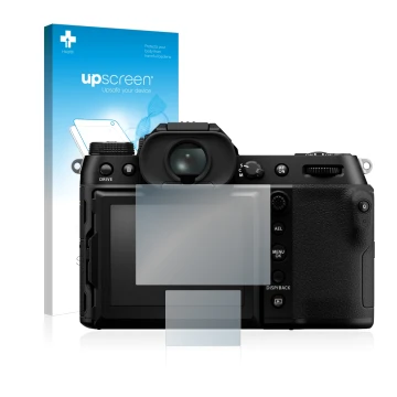 Front side of a product packaging with the brand logo upscreen. Next to it is the device Fujifilm GFX100S shown with the corre