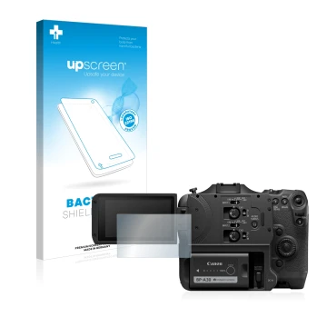 Front side of a product packaging with the brand logo upscreen. Next to it is the device Canon EOS C70 shown with the correspo