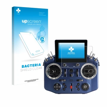 Front side of a product packaging with the brand logo upscreen. Next to it is the device FrSky Horus X20 shown with the corres