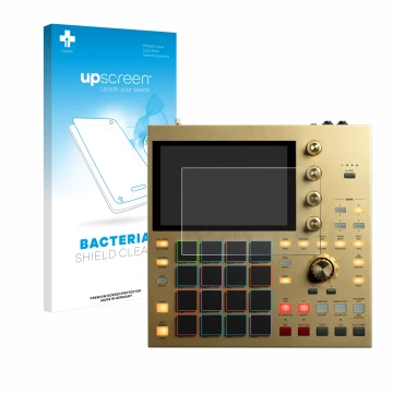 Front side of a product packaging with the brand logo upscreen. Next to it is the device Akai MPC One shown with the correspon