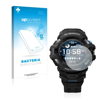 Front side of a product packaging with the brand logo upscreen. Next to it is the device Casio G-Shock GSW-H1000 shown with th