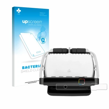 Front side of a product packaging with the brand logo upscreen. Next to it is the device Tefal OptiGrill Elite shown with the 