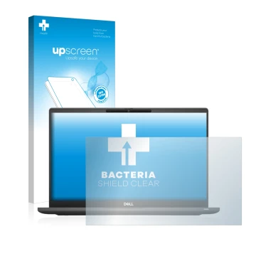 Front side of a product packaging with the brand logo upscreen. Next to it is the device Dell Latitude 7320 Non-Touch shown wi
