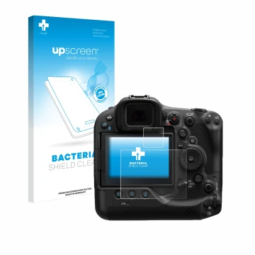 Front side of a product packaging with the brand logo upscreen. Next to it is the device Canon EOS R3 shown with the correspon