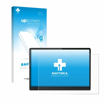 Front side of a product packaging with the brand logo upscreen. Next to it is the device Lenovo Yoga Tab 13 shown with the cor