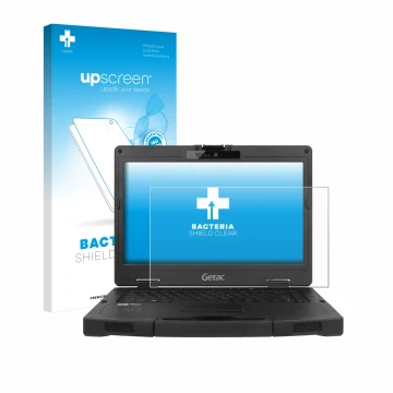 Front side of a product packaging with the brand logo upscreen. Next to it is the device Getac S410 shown with the correspondi