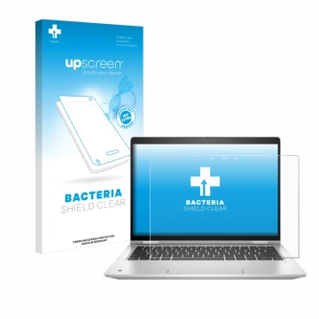 Front side of a product packaging with the brand logo upscreen. Next to it is the device HP ProBook x360 435 G8 shown with the