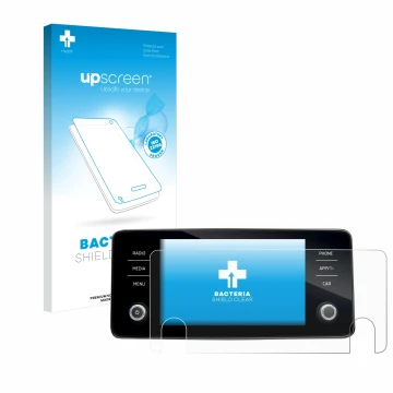 Front side of a product packaging with the brand logo upscreen. Next to it is the device Skoda Bolero 2020 Infotainment System