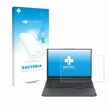 Front side of a product packaging with the brand logo upscreen. Next to it is the device Lenovo Legion 5 Pro shown with the co