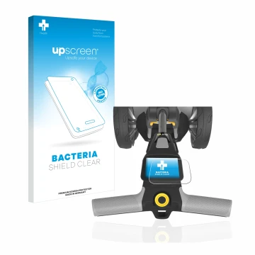 Front side of a product packaging with the brand logo upscreen. Next to it is the device PowaKaddy CT6 shown with the correspo