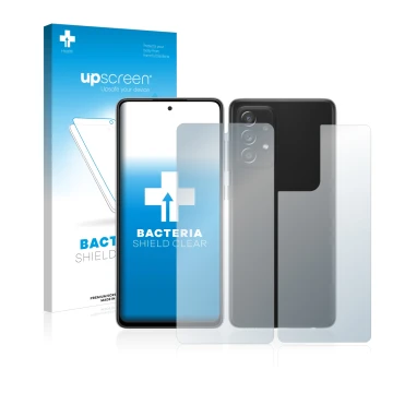 Front side of a product packaging with the brand logo upscreen. Next to it is the device Samsung Galaxy A52s 5G (Front+Back) s