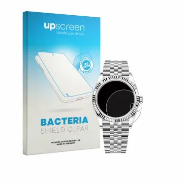 Front side of a product packaging with the brand logo upscreen. Next to it is the device Rolex Datejust 36 shown with the corr