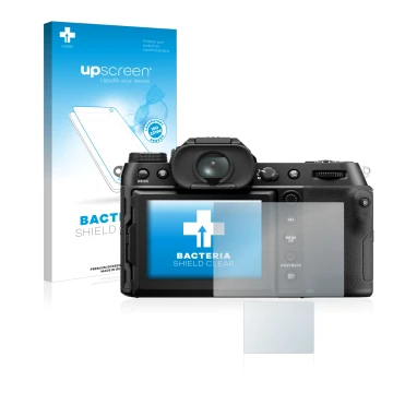 Front side of a product packaging with the brand logo upscreen. Next to it is the device Fujifilm GFX50S II shown with the cor