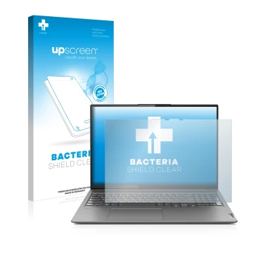 Front side of a product packaging with the brand logo upscreen. Next to it is the device Lenovo Yoga Slim 7 Pro 16