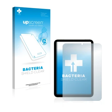 Front side of a product packaging with the brand logo upscreen. Next to it is the device Apple iPad Mini 6 2021 shown with the