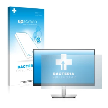 Front side of a product packaging with the brand logo upscreen. Next to it is the device Dell P2422HE shown with the correspon