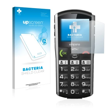 Front side of a product packaging with the brand logo upscreen. Next to it is the device Emporia Simplicity shown with the cor