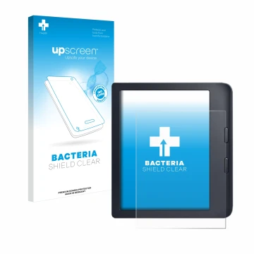 Front side of a product packaging with the brand logo upscreen. Next to it is the device Kobo Libra 2 shown with the correspon