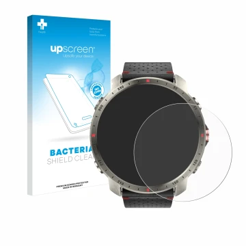 Front side of a product packaging with the brand logo upscreen. Next to it is the device Polar Grit X Pro Titan shown with the