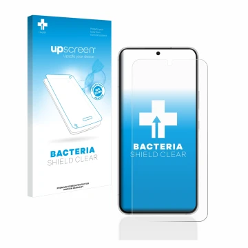 Front side of a product packaging with the brand logo upscreen. Next to it is the device Samsung Galaxy S22 5G shown with the 