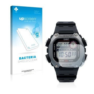 Front side of a product packaging with the brand logo upscreen. Next to it is the device Casio DW-291H shown with the correspo