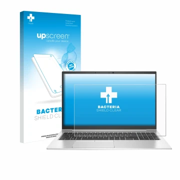 Front side of a product packaging with the brand logo upscreen. Next to it is the device HP EliteBook 850 G7 shown with the co