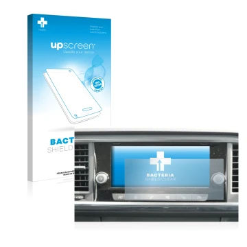Front side of a product packaging with the brand logo upscreen. Next to it is the device Seat Ateca 2021 Media System 8.25