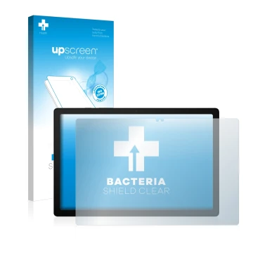 Front side of a product packaging with the brand logo upscreen. Next to it is the device Samsung Galaxy Tab A8 LTE shown with 