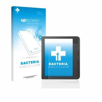 Front side of a product packaging with the brand logo upscreen. Next to it is the device Tolino Vision 6 shown with the corres