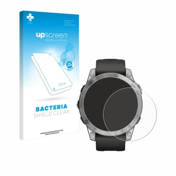 Front side of a product packaging with the brand logo upscreen. Next to it is the device Garmin Fenix 7 (47 mm) shown with the