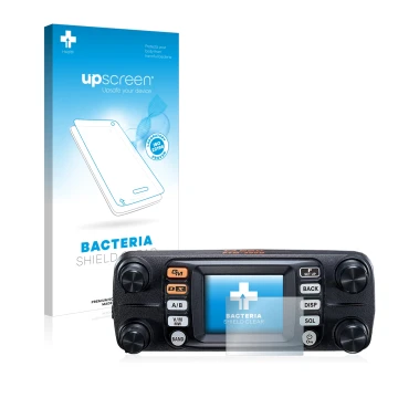 Front side of a product packaging with the brand logo upscreen. Next to it is the device Yaesu FTM-300DE shown with the corres