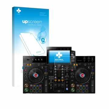 Front side of a product packaging with the brand logo upscreen. Next to it is the device Pioneer XDJ-RX3 shown with the corres