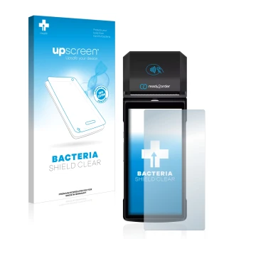 Front side of a product packaging with the brand logo upscreen. Next to it is the device Ready2order ReadyGo shown with the co