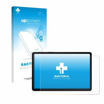 Front side of a product packaging with the brand logo upscreen. Next to it is the device Samsung Galaxy Tab S8 5G shown with t