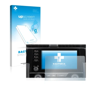 Front side of a product packaging with the brand logo upscreen. Next to it is the device Honda Civic 2021 Connect Infotainment