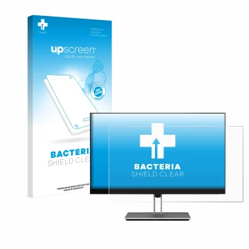 Front side of a product packaging with the brand logo upscreen. Next to it is the device HP E24 G4 shown with the correspondin