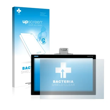 Front side of a product packaging with the brand logo upscreen. Next to it is the device Siemens Simatic HMI TP1200 Comfort Pr