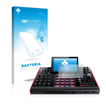 Front side of a product packaging with the brand logo upscreen. Next to it is the device Akai MPC X 10.1